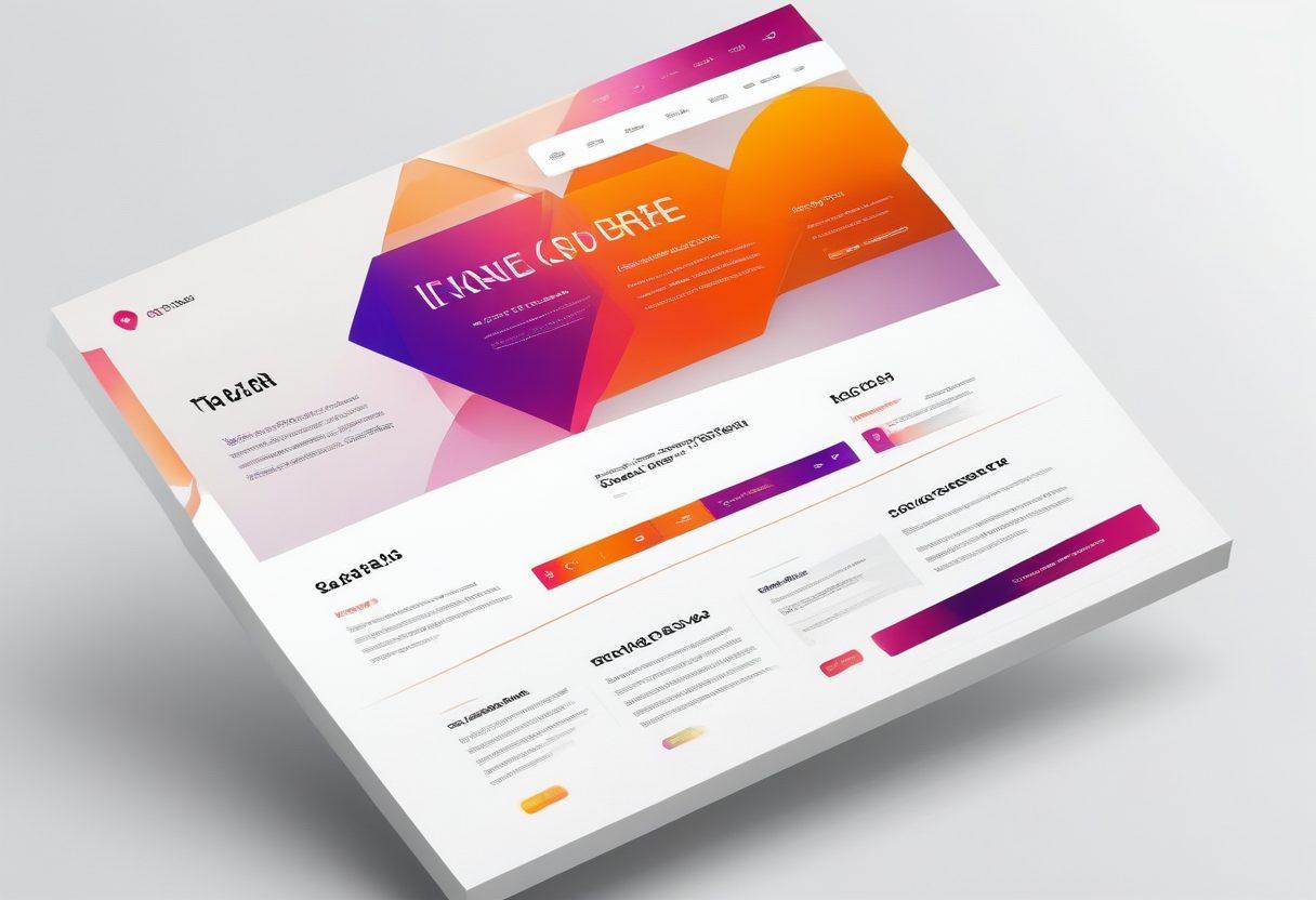 A sleek, modern website interface featuring an engaging blend of smooth animations, interactive buttons, and elegant typography. The design seamlessly merges vibrant colors with white minimalist backgrounds, showcasing user-friendly navigation elements. Geometric shapes subtly accentuate the overall layout, enhancing a sense of flow and creativity. super-realistic. vibrant colors. minimalist.